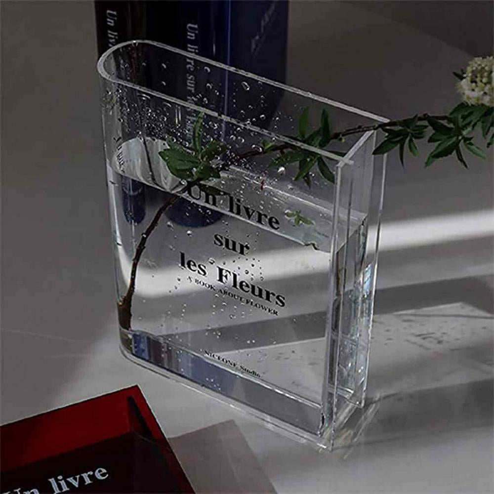 Clear Book Vase Artistic and Cultural Decor Acrylic Vase