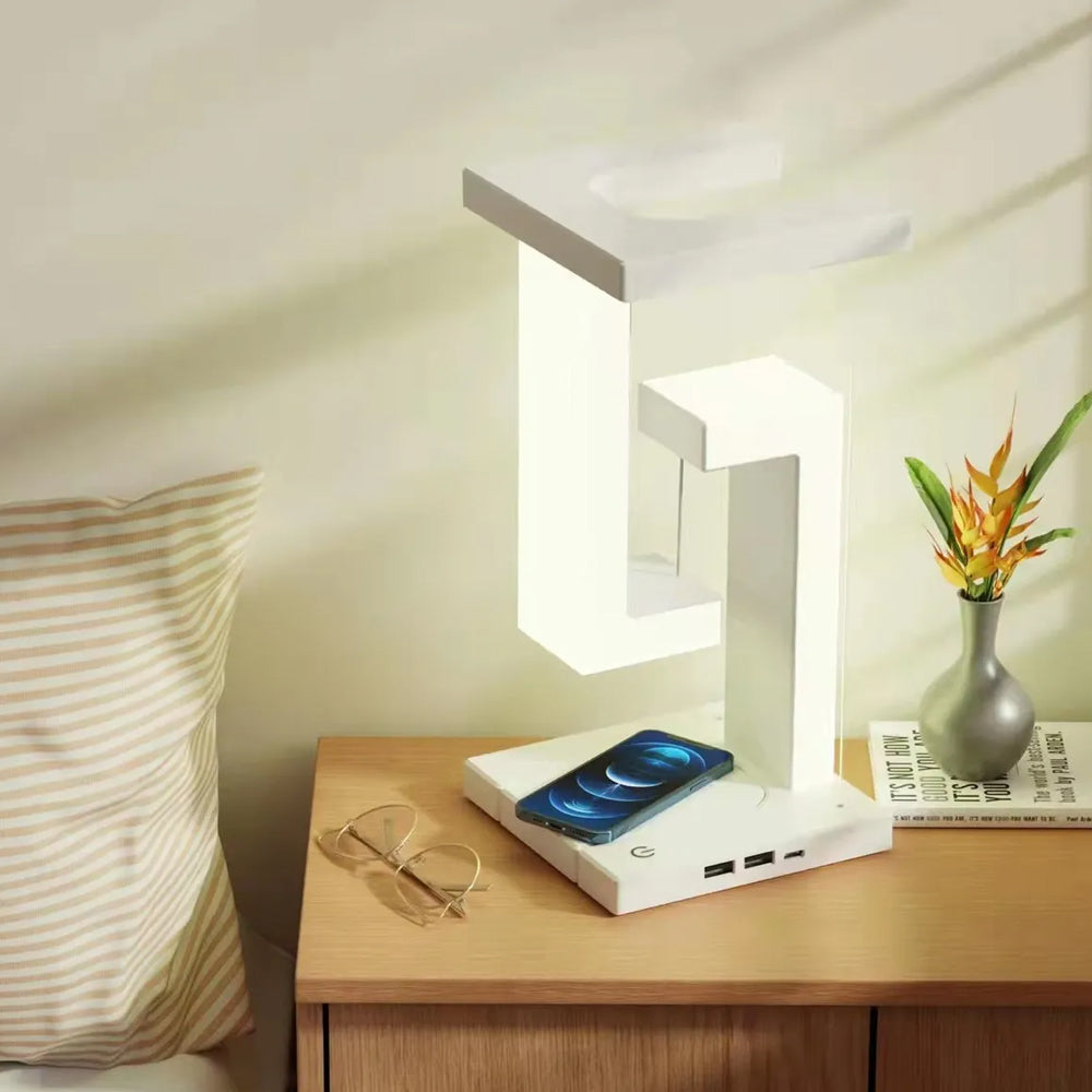 Wireless Charging Levitating LED Table Night Lamp-USB Plugged-in