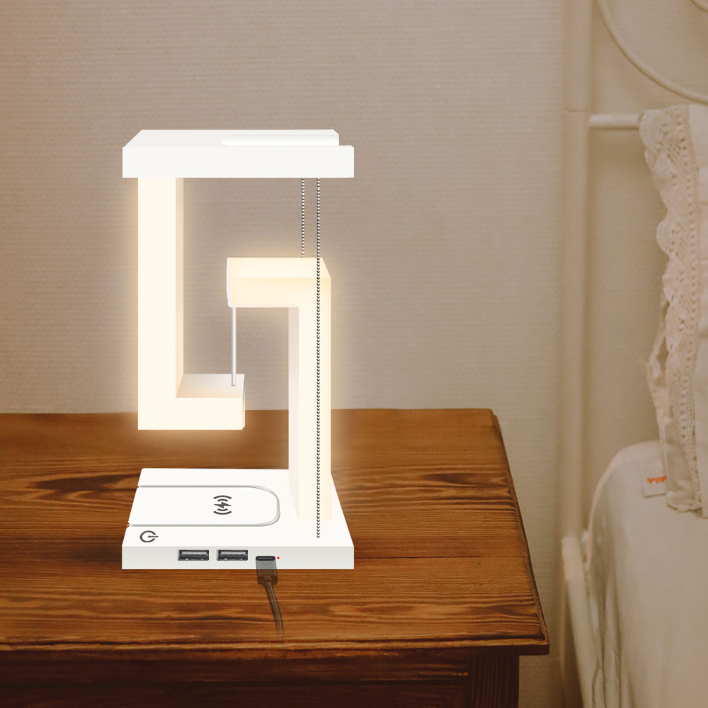 Wireless Charging Levitating LED Table Night Lamp-USB Plugged-in