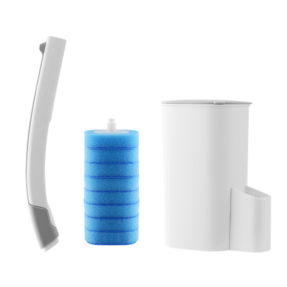 Wall-Mounted Toilet Brush Set with Storage Caddy and 8 Refill Heads