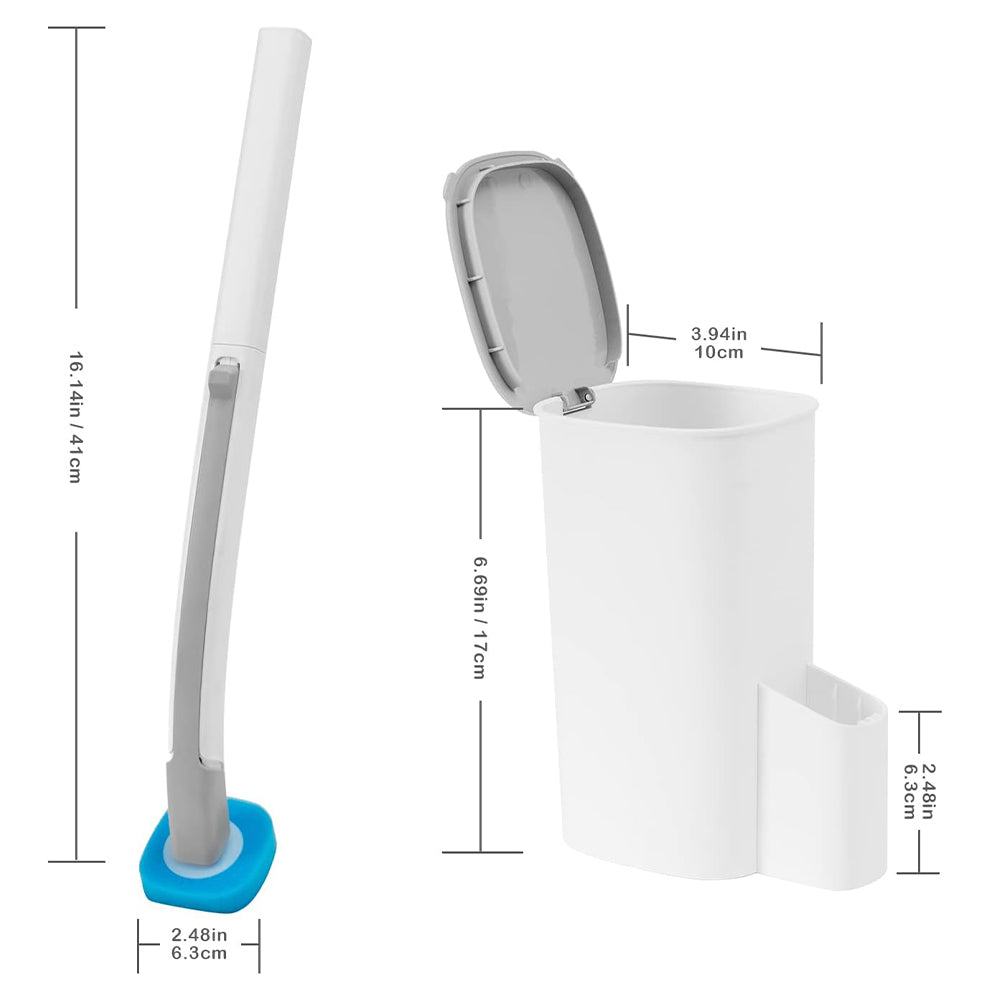 Wall-Mounted Toilet Brush Set with Storage Caddy and 8 Refill Heads