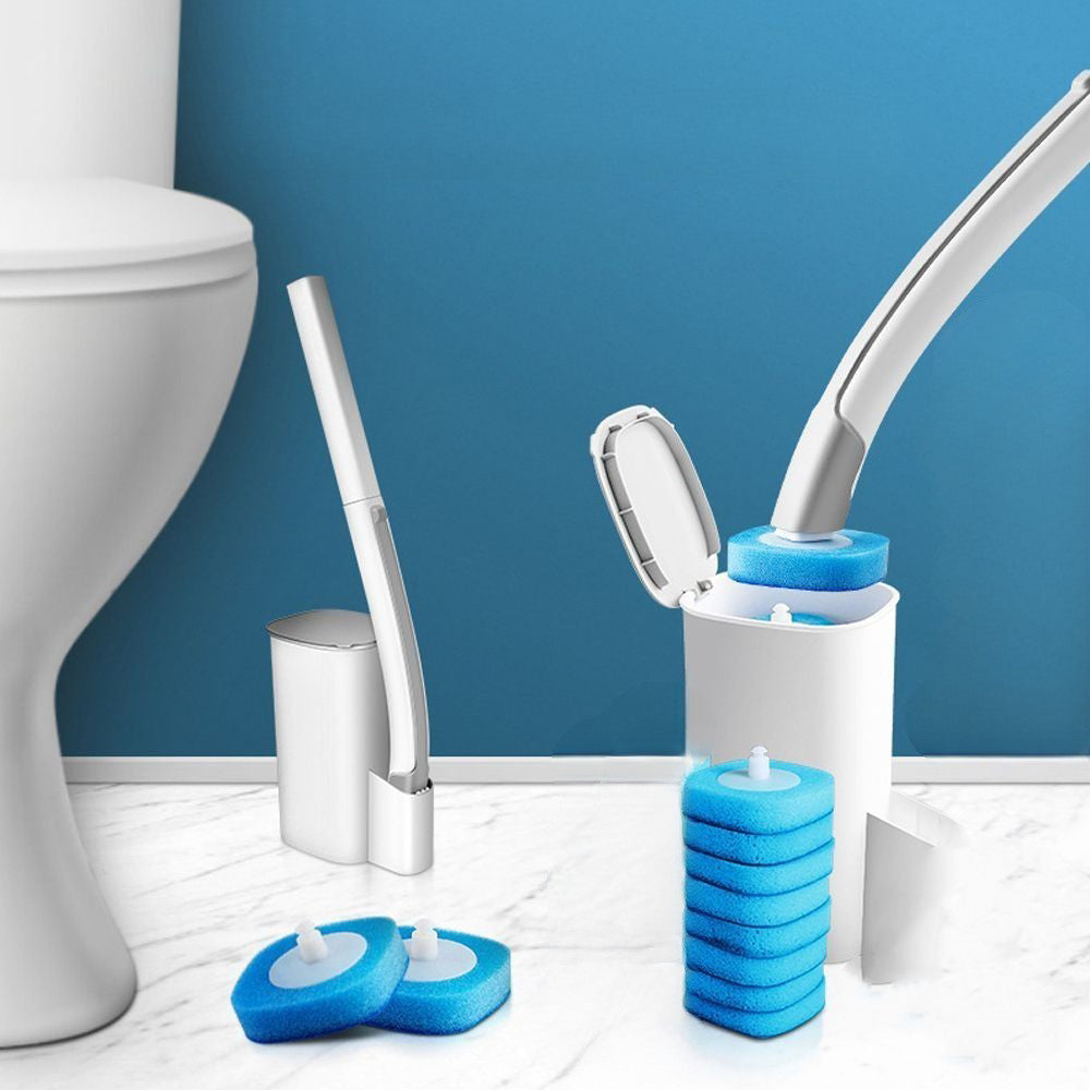 Wall-Mounted Toilet Brush Set with Storage Caddy and 8 Refill Heads