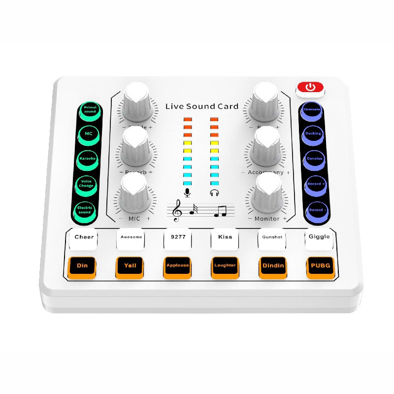Noise Reduction Sound Card Digital Audio Mixer for Live Streaming-TypeC Rechargeable