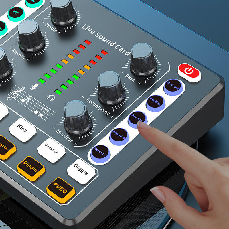 Noise Reduction Sound Card Digital Audio Mixer for Live Streaming-TypeC Rechargeable