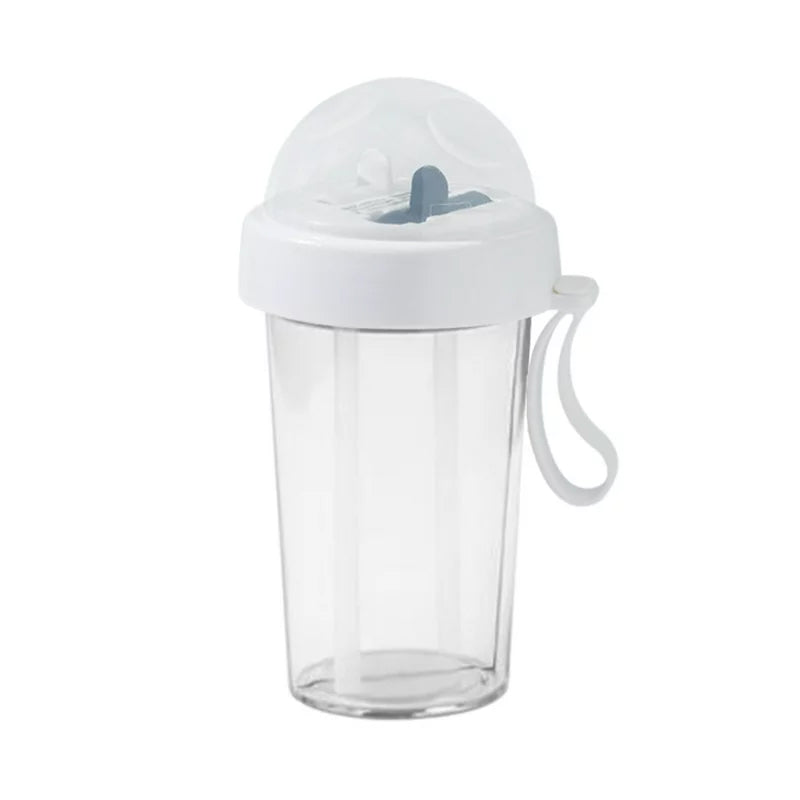 Dual Beverage Separate Straws Leak-Resistant Innovative Water Bottle