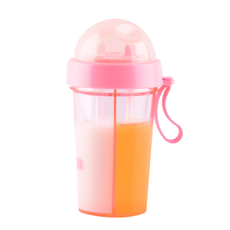 Dual Beverage Separate Straws Leak-Resistant Innovative Water Bottle