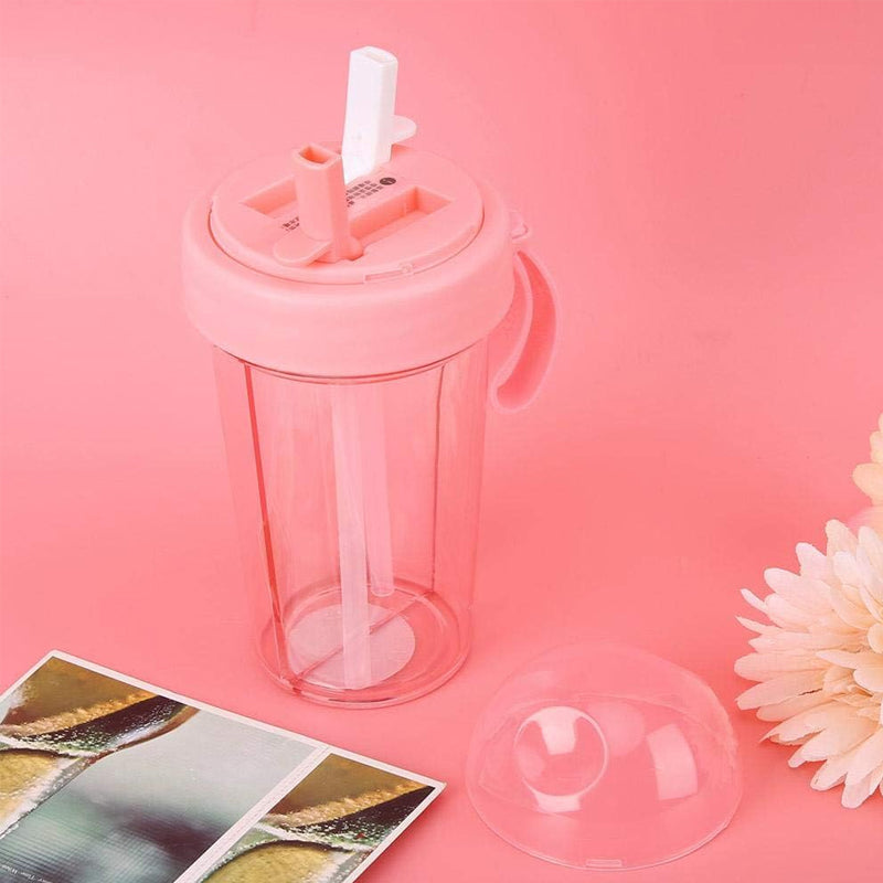 Dual Beverage Separate Straws Leak-Resistant Innovative Water Bottle