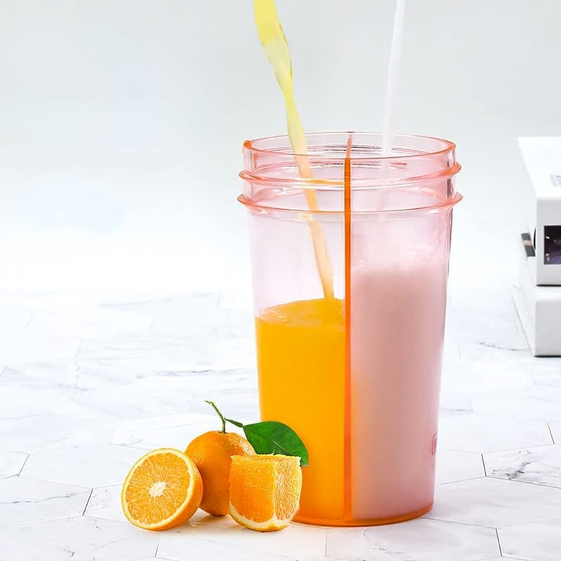 Dual Beverage Separate Straws Leak-Resistant Innovative Water Bottle