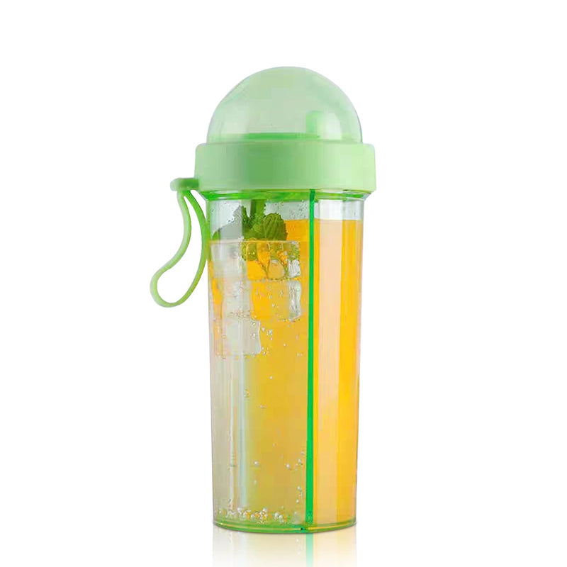 Dual Beverage Separate Straws Leak-Resistant Innovative Water Bottle