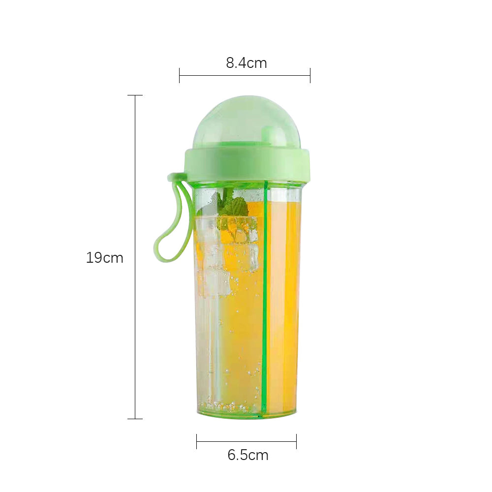 Dual Beverage Separate Straws Leak-Resistant Innovative Water Bottle