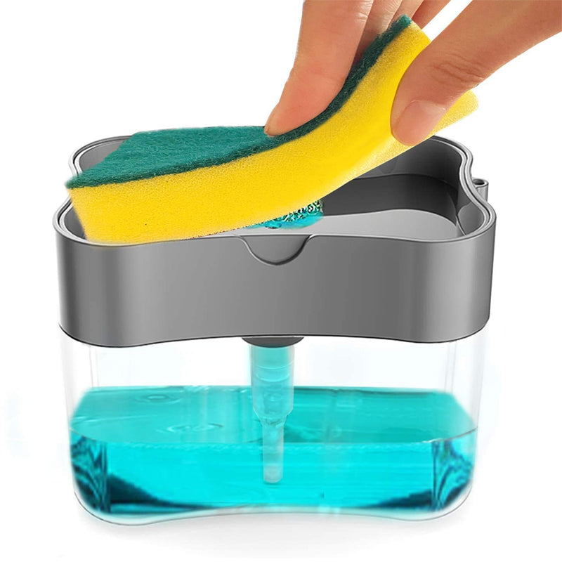 Soap Dispenser Instant Refill Dishwashing Soap Pump and Sponge Holder