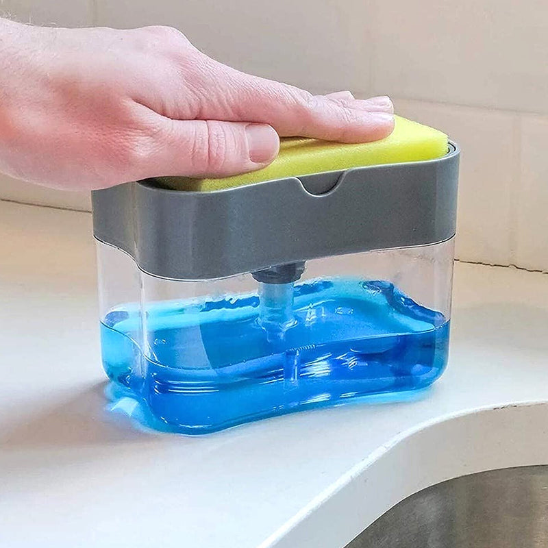 Soap Dispenser Instant Refill Dishwashing Soap Pump and Sponge Holder