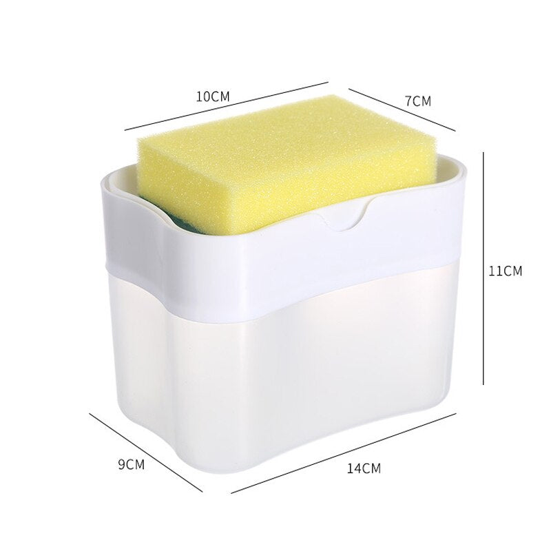 Soap Dispenser Instant Refill Dishwashing Soap Pump and Sponge Holder