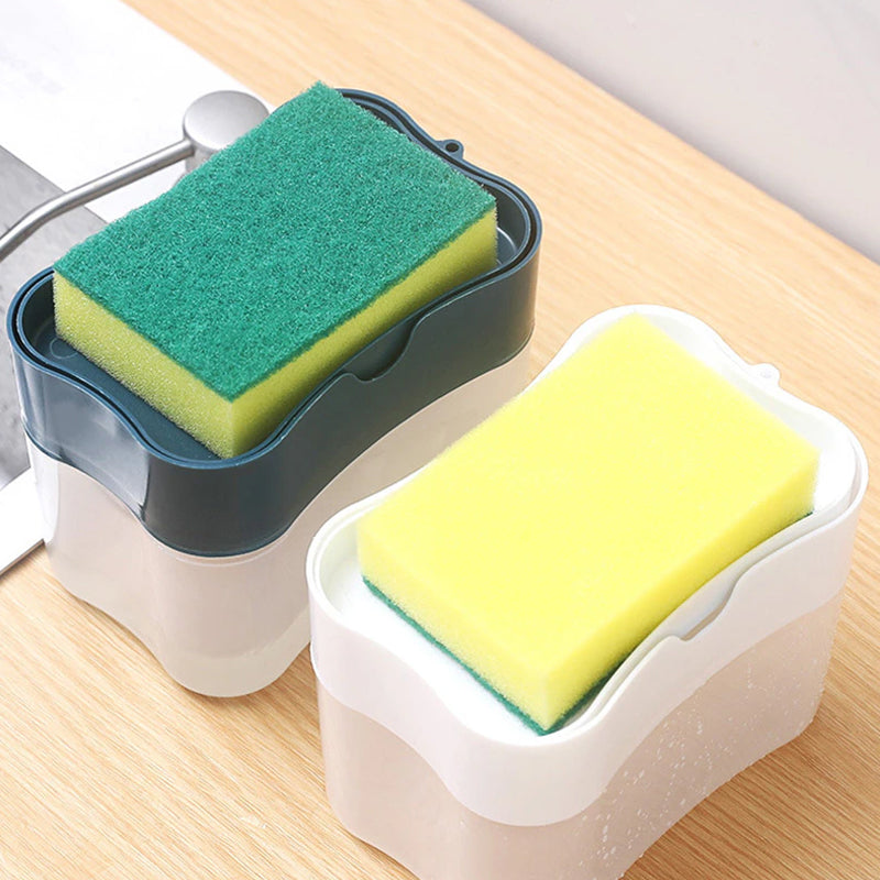 Soap Dispenser Instant Refill Dishwashing Soap Pump and Sponge Holder