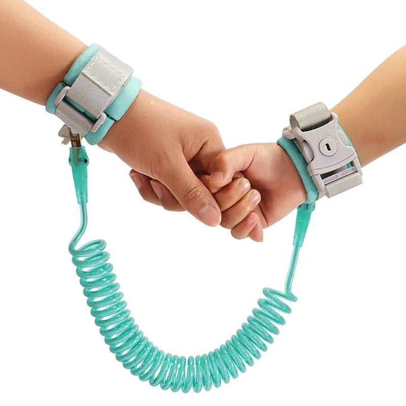 Anti-Lost Children and Parent Linking Wrist Band Coiled Walking Harness