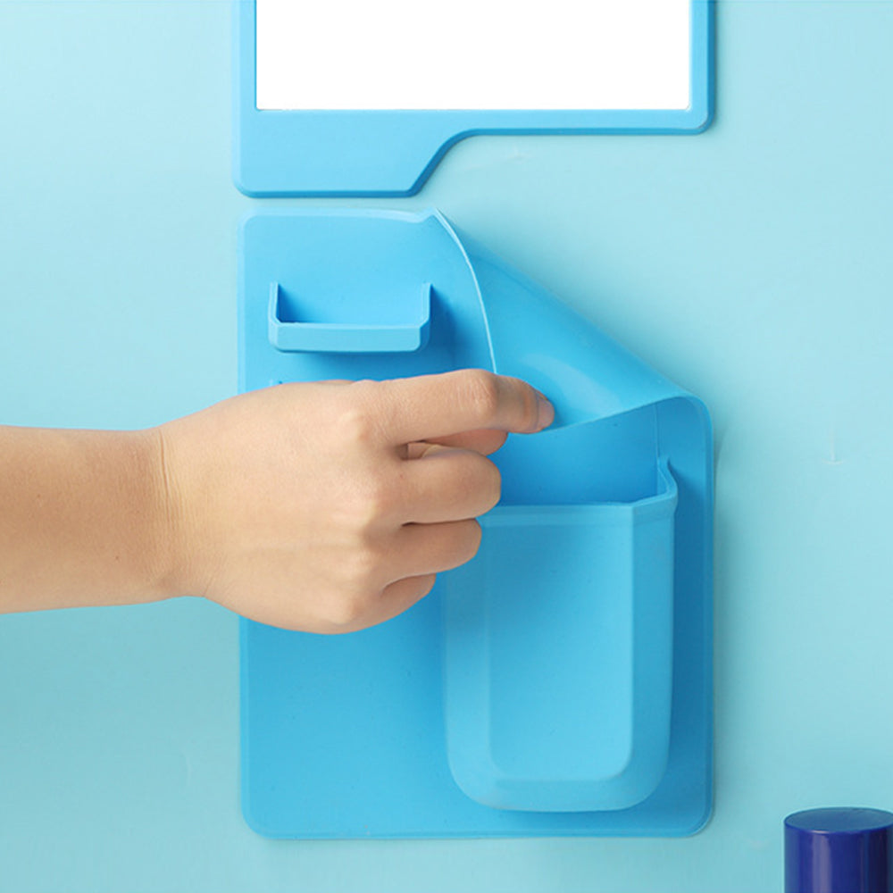 Silicone Toothbrush Holder Wall Mounted Bathroom with Acrylic Mirror