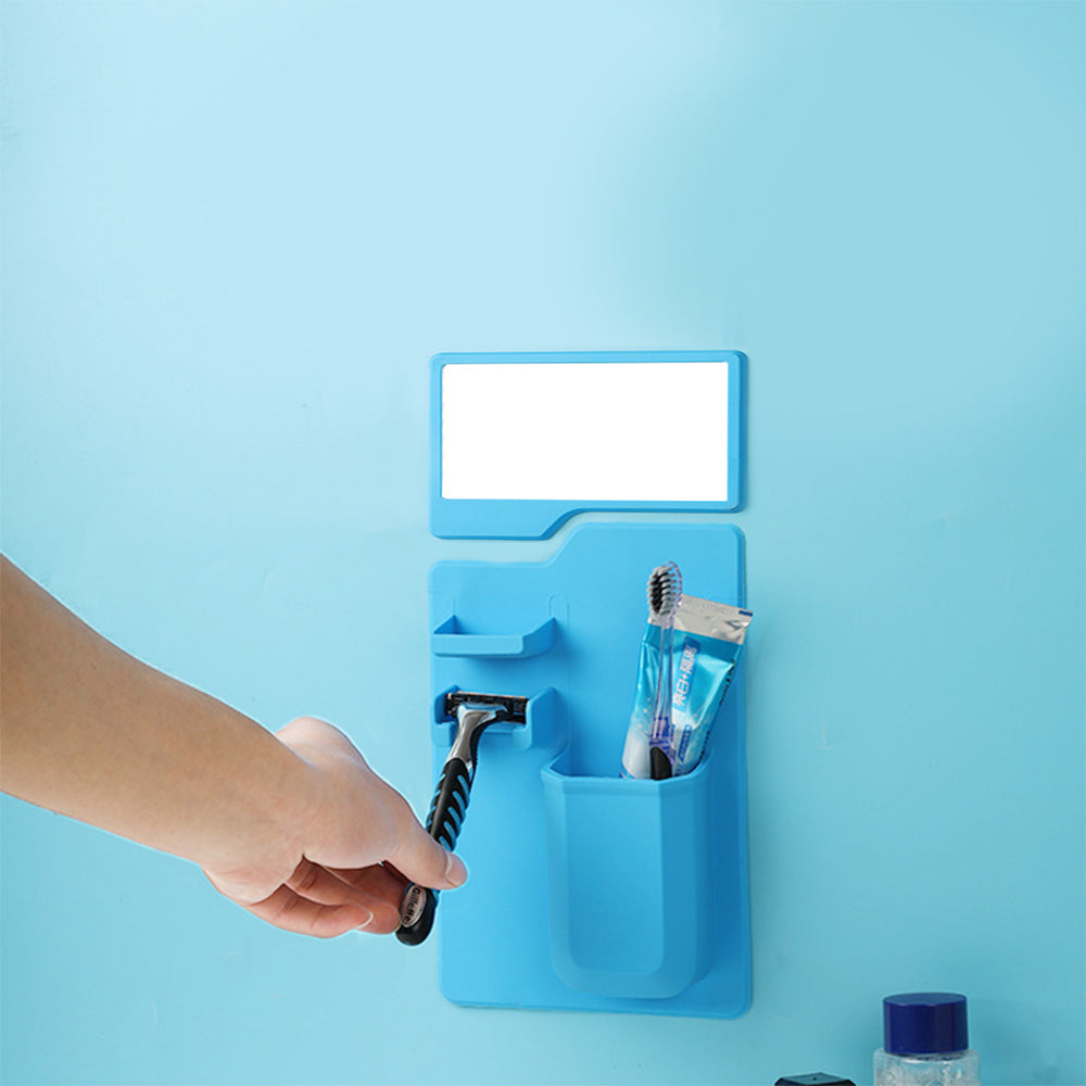 Silicone Toothbrush Holder Wall Mounted Bathroom with Acrylic Mirror