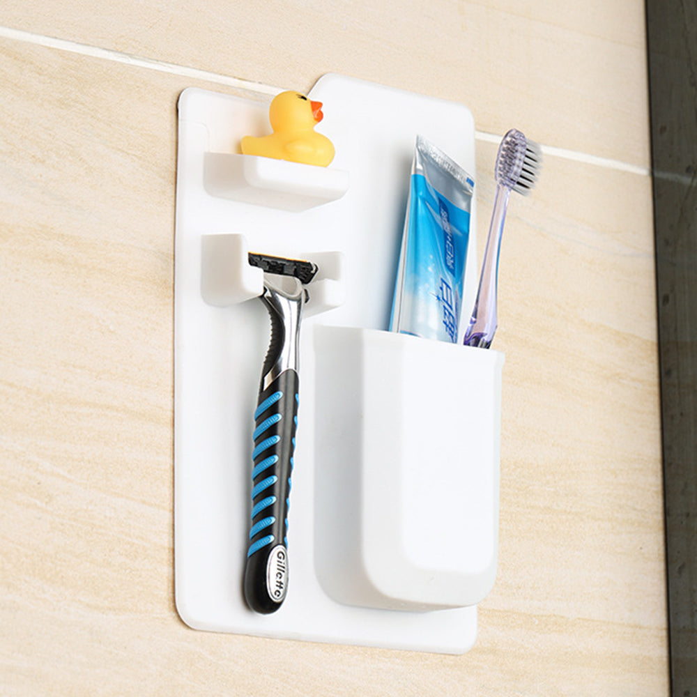 Silicone Toothbrush Holder Wall Mounted Bathroom with Acrylic Mirror