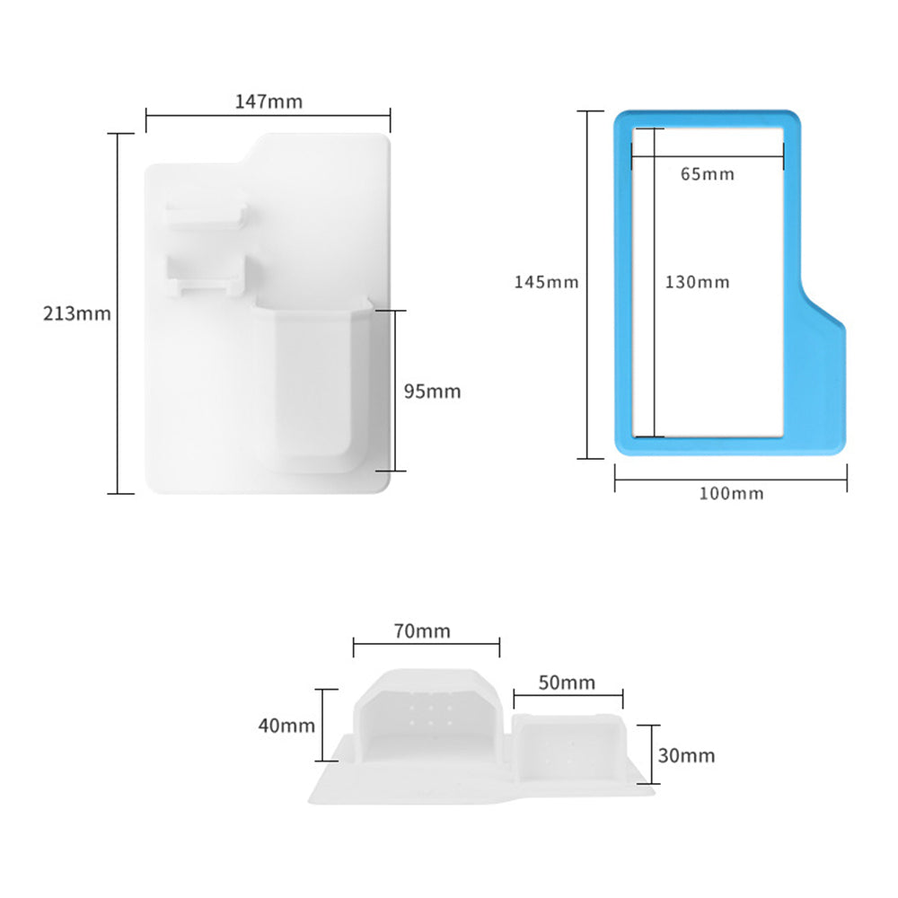 Silicone Toothbrush Holder Wall Mounted Bathroom with Acrylic Mirror