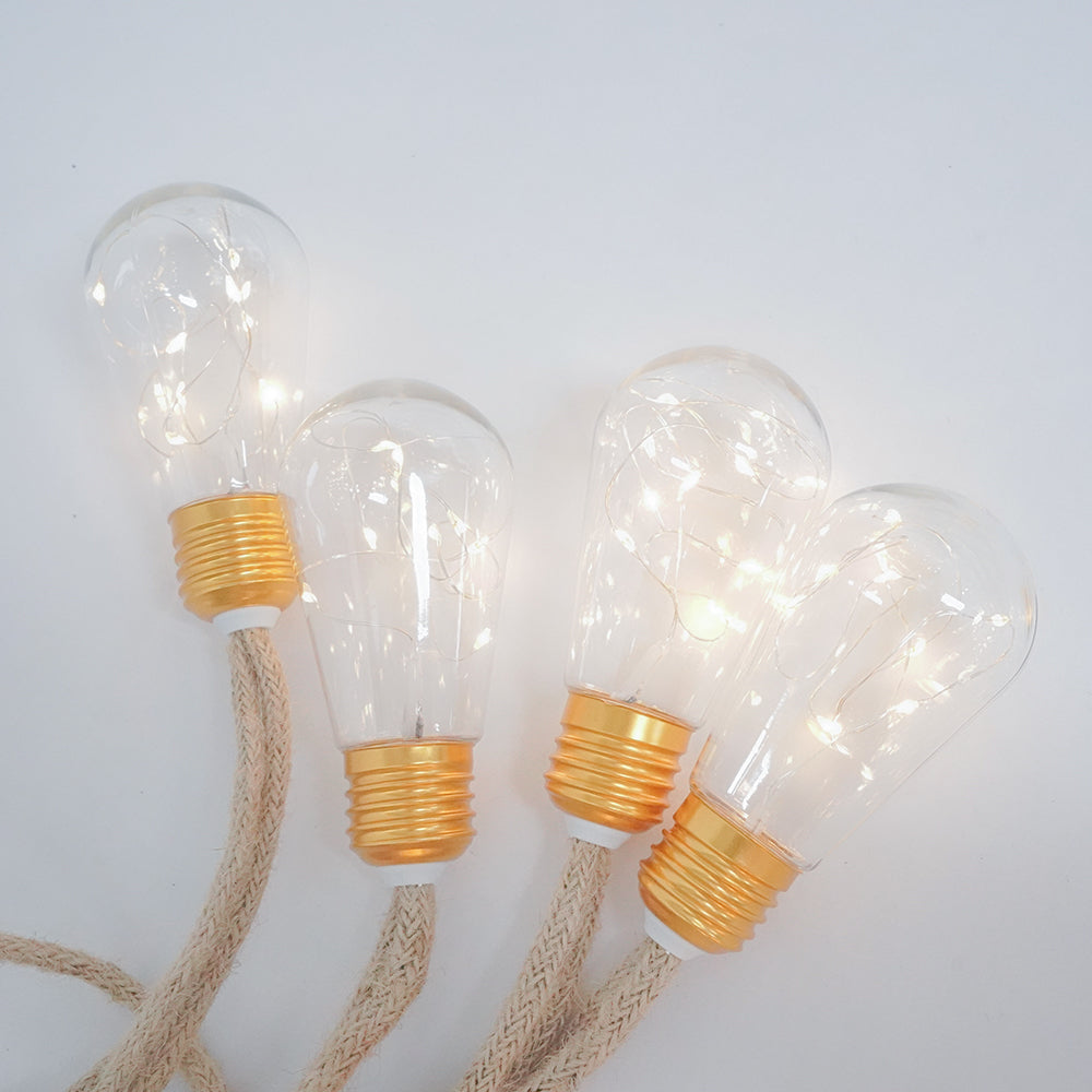 LUMIRO Solar Outdoor String Lights Vintage Rope Hemp Solar Patio Lights