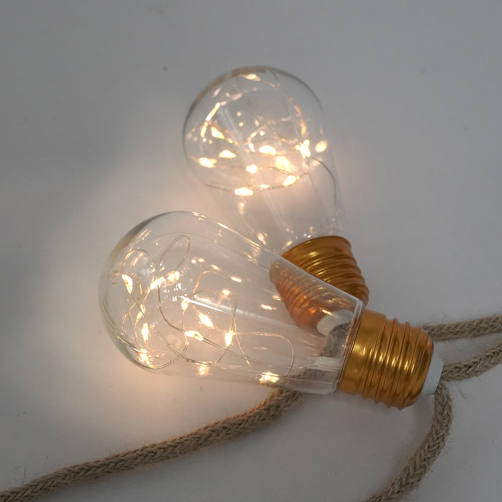 LUMIRO Solar Outdoor String Lights Vintage Rope Hemp Solar Patio Lights