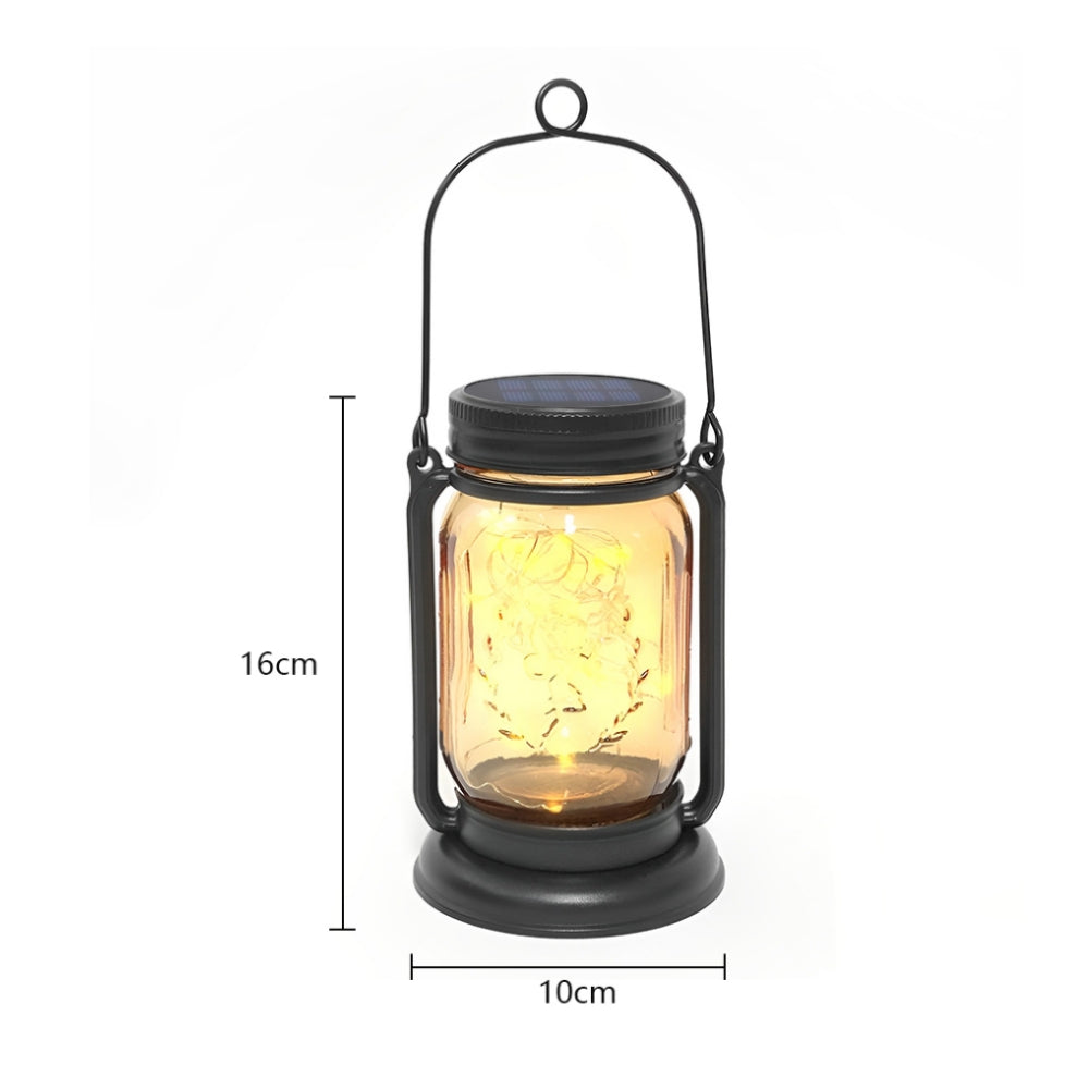 LUMIRO 4 Pack Solar Hanging Mason Jar Lights Decorative Solar Lantern with Stakes
