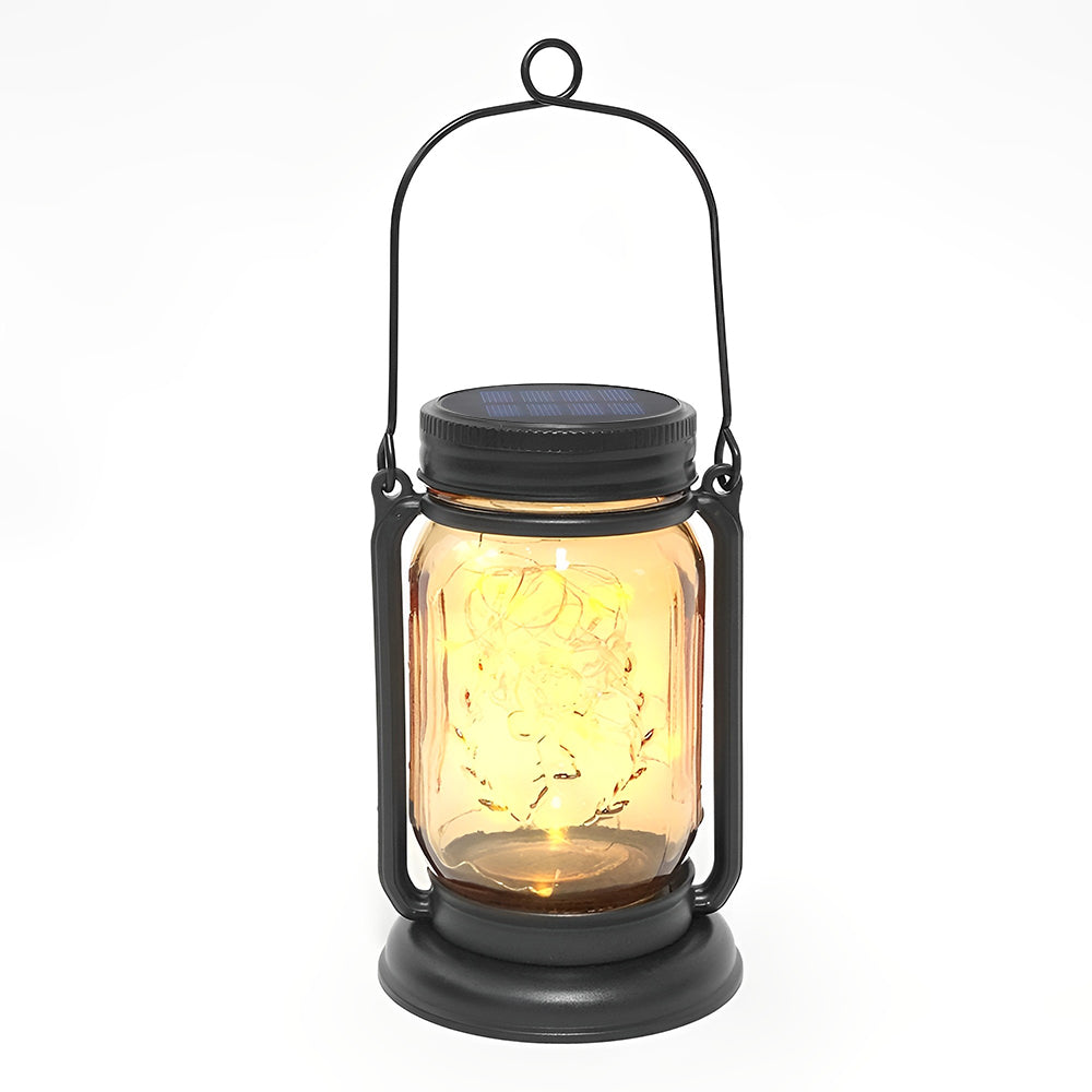 LUMIRO 4 Pack Solar Hanging Mason Jar Lights Decorative Solar Lantern with Stakes