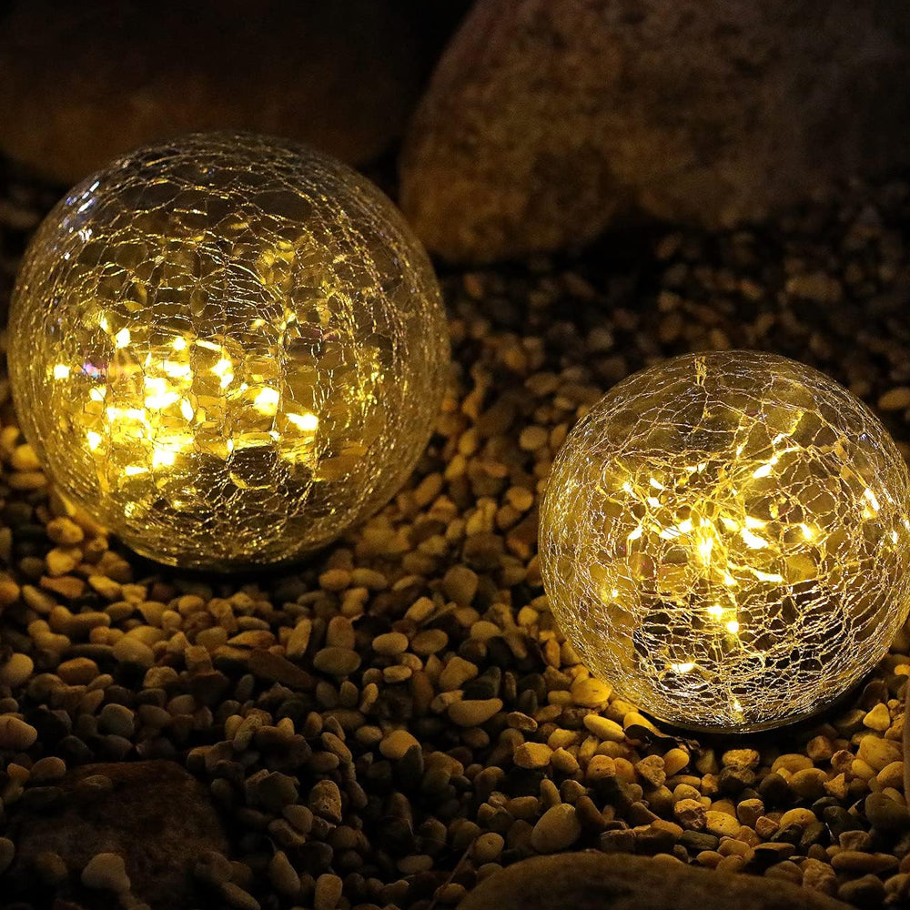 LUMIRO Outdoor Cracked Glass Garden Solar Ball Light - 15 cm