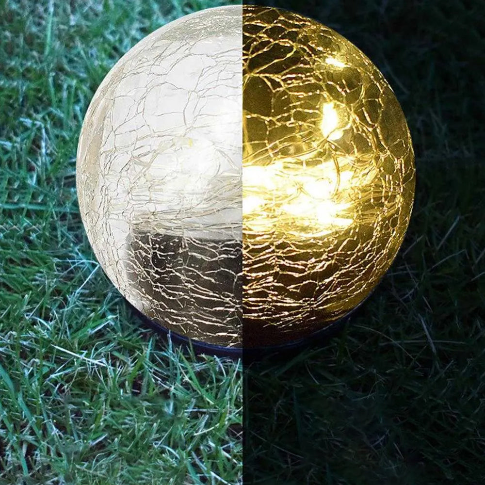 LUMIRO Outdoor Cracked Glass Garden Solar Ball Light - 15 cm