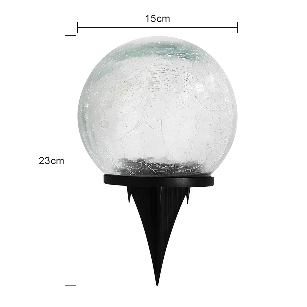 LUMIRO Outdoor Cracked Glass Garden Solar Ball Light - 15 cm
