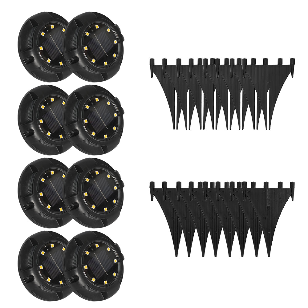 LUMIRO 8 Pack Solar Ground Lights Outdoor Walkway Lights -Warm Glow