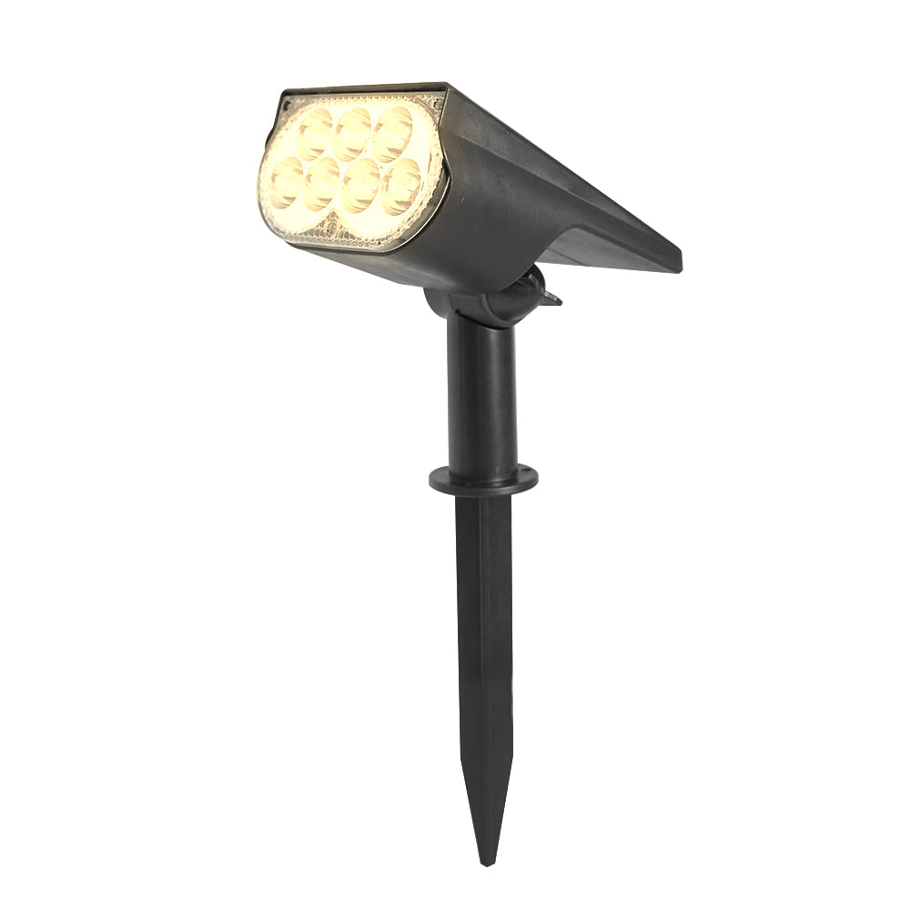 LUMIRO 2 Pack Solar Spotlight Ground Plug Lights- Adjustable Head, Warm Light - Black