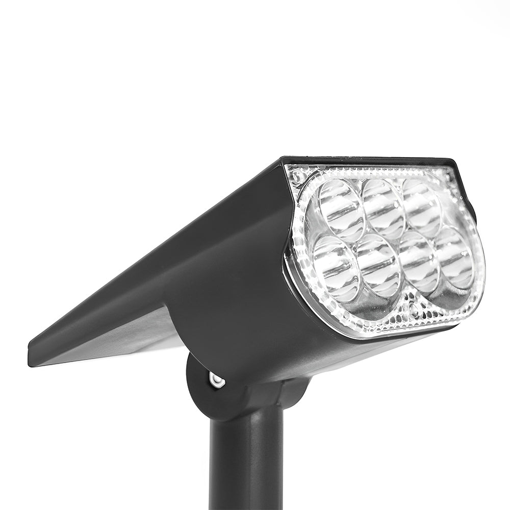 LUMIRO 2 Pack Solar Spotlight Ground Plug Lights- Adjustable Head, Warm Light - Black