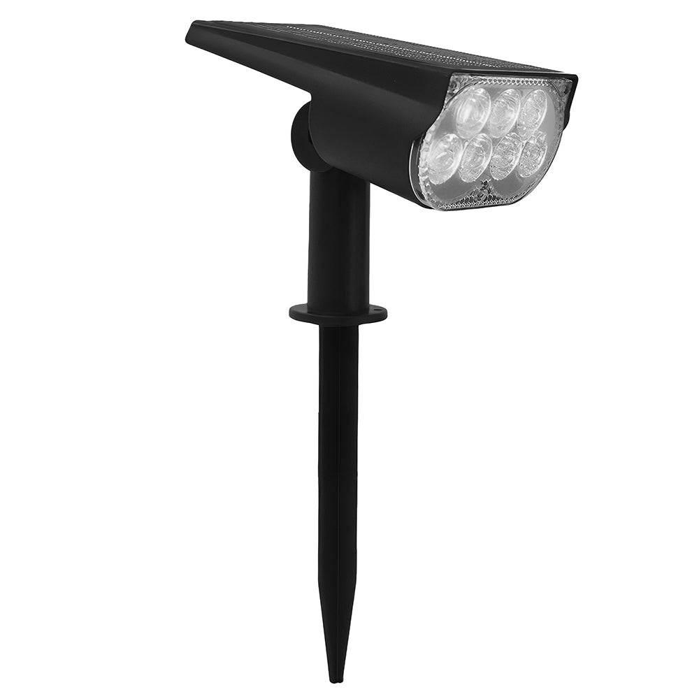 LUMIRO 2 Pack Solar Spotlight Ground Plug Lights- Adjustable Head, Warm Light - Black