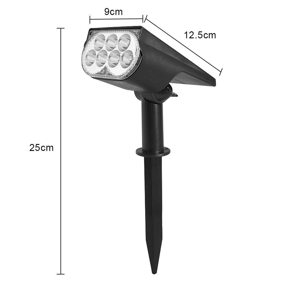 LUMIRO 2 Pack Solar Spotlight Ground Plug Lights- Adjustable Head, Warm Light - Black