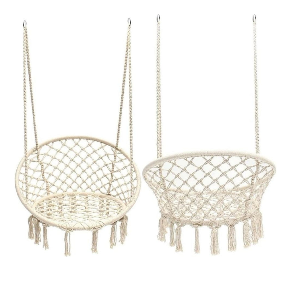 HYPERANGER Macrame Swing Chair Hanging Cotton Rope Hammock Chair