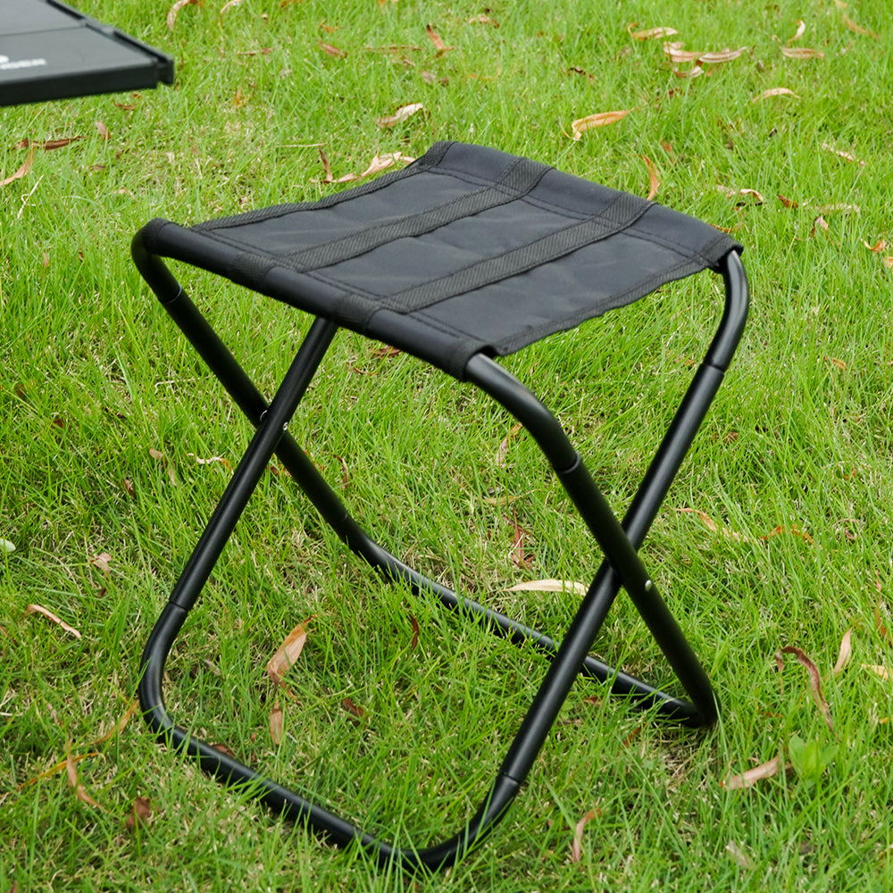 HYPERANNGER 2 Pack Aluminum Alloy Camping Folding Stool with Storage Bag-Black