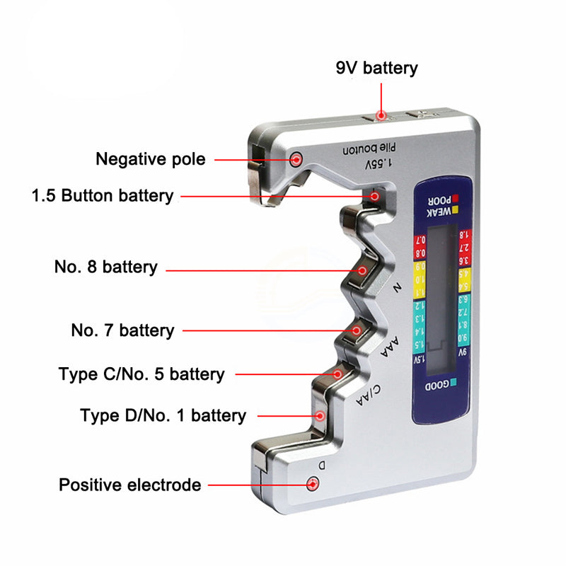 Easy Operation Instant Reading Universal Battery Checker with LCD Display
