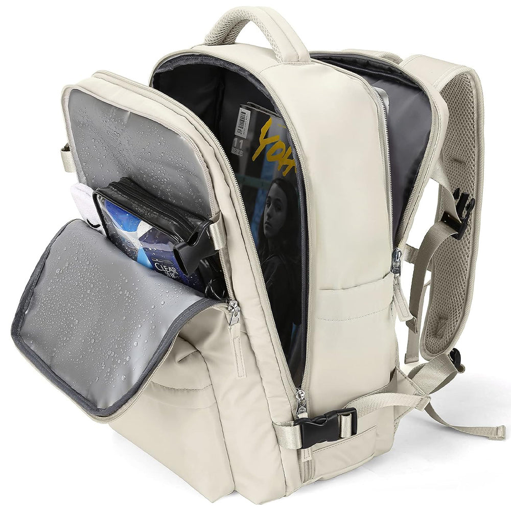 Large Waterproof Travel Backpack with USB Charging Port and Shoe Compartment
