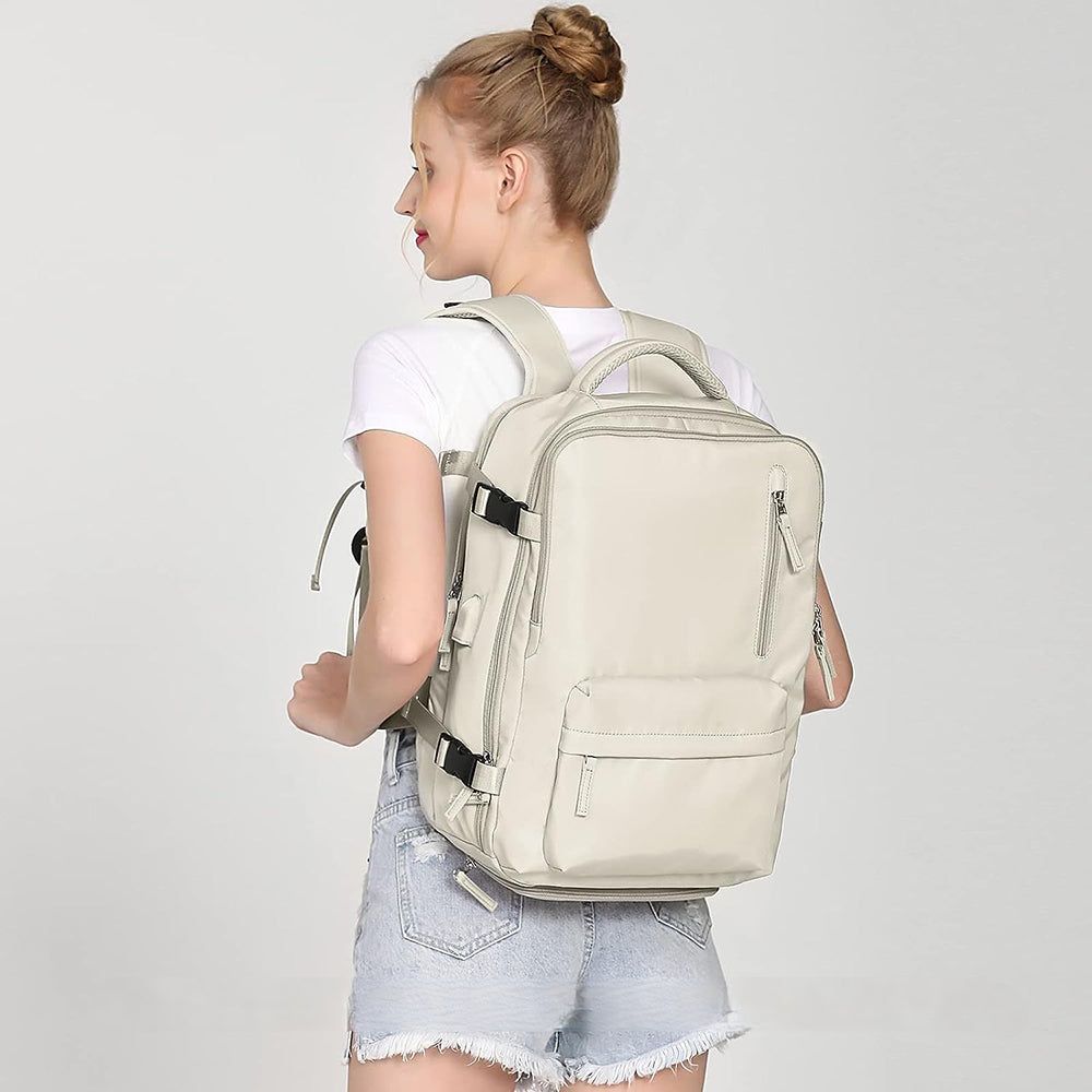 Large Waterproof Travel Backpack with USB Charging Port and Shoe Compartment