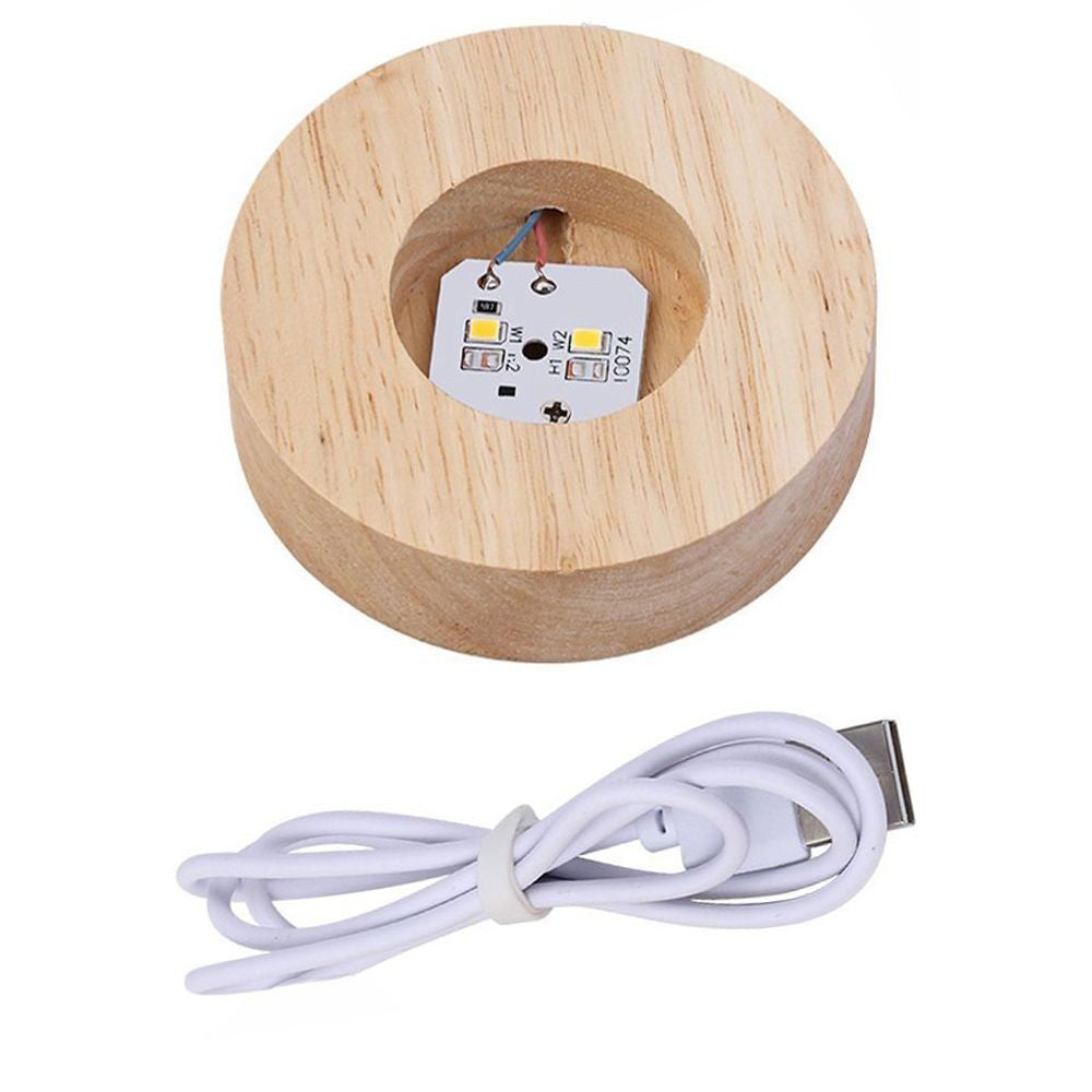 Crystal Ball Lamp with Wooden Base for Beside Table USB-Rechargeable