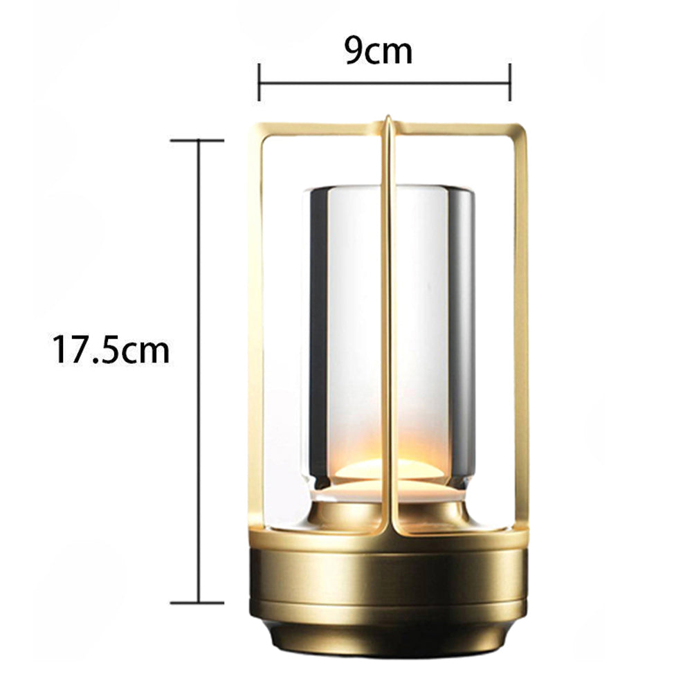 3 Color Cordless Crystal Table Lamp Touch Control Steeples Dimming USB -Rechargeable