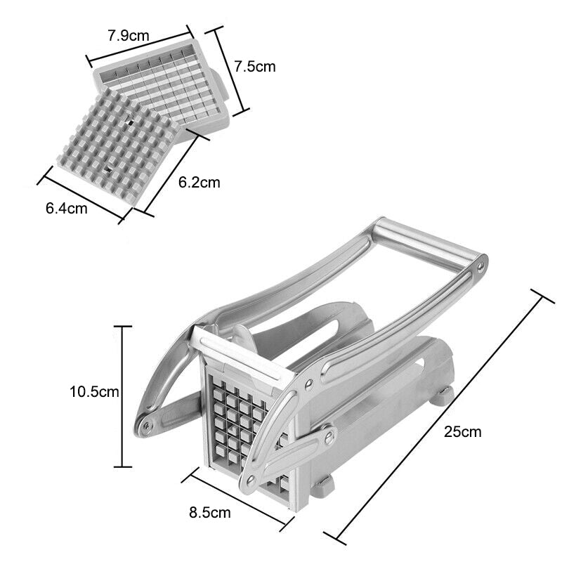 Stainless Steel French Fry Maker Vegetable Cutter with 2 Blades