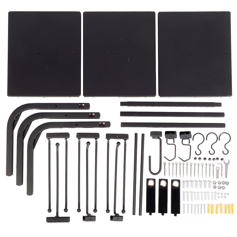 Heavy Duty Wall Mounted Garage Tool Organizer Storage Rack - Black