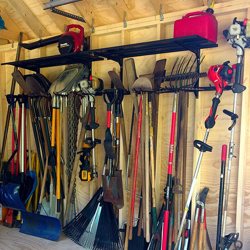Heavy Duty Wall Mounted Garage Tool Organizer Storage Rack - Black