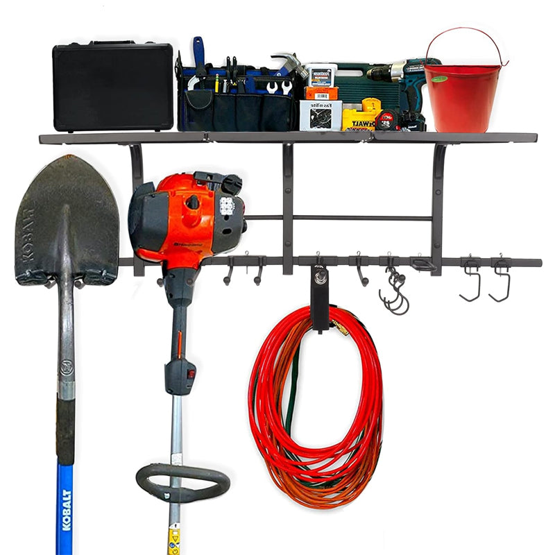 Heavy Duty Wall Mounted Garage Tool Organizer Storage Rack - Black