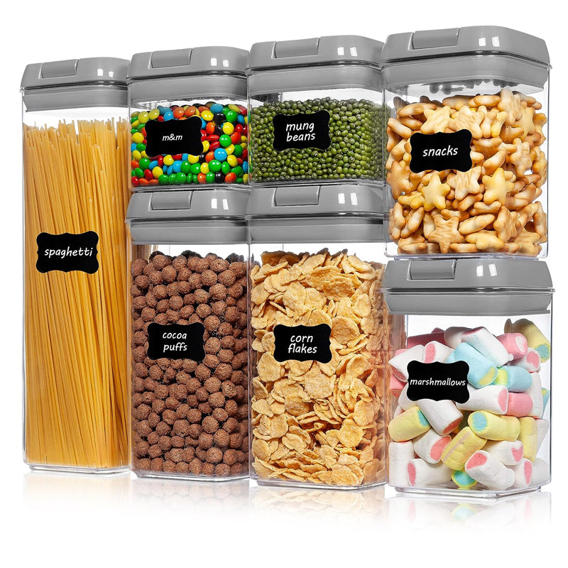Pack of 7 Plastic Food Storage Organizing Container with Airtight Lids