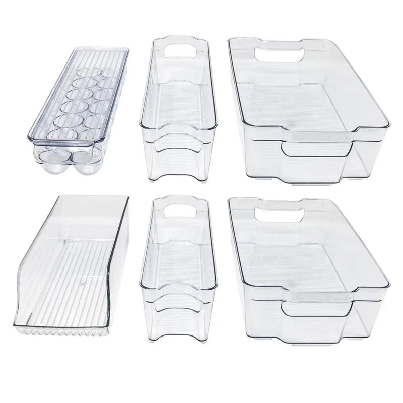 Pack of 6 Acrylic Stackable Clear Plastic Storage Bin for Refrigerator