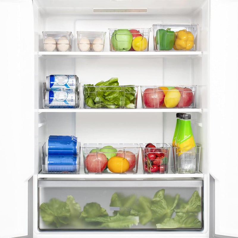 Pack of 6 Acrylic Stackable Clear Plastic Storage Bin for Refrigerator