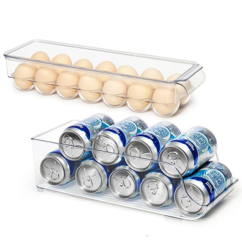 Pack of 6 Acrylic Stackable Clear Plastic Storage Bin for Refrigerator